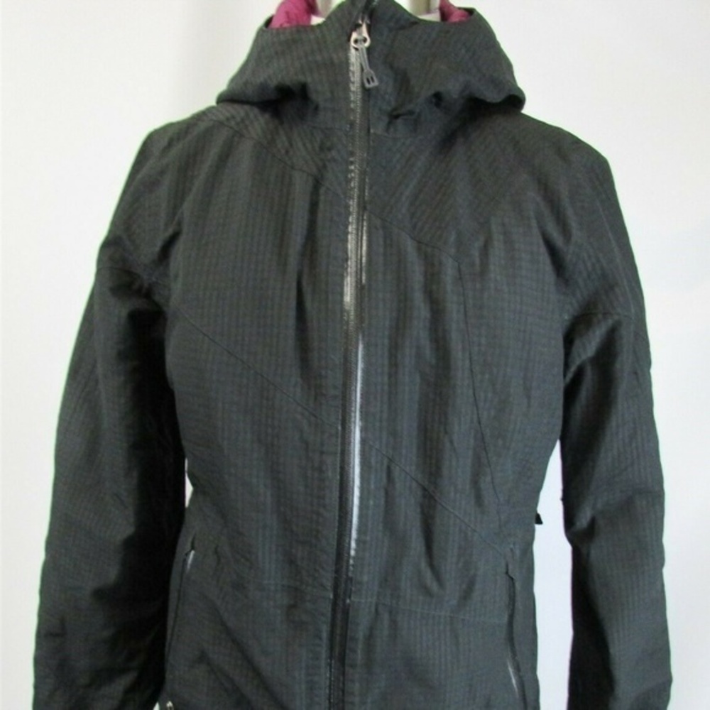 REI Black Athletic Nylon W/ Purple Lined Hooded Ski Jacket Parker Womens Size XS